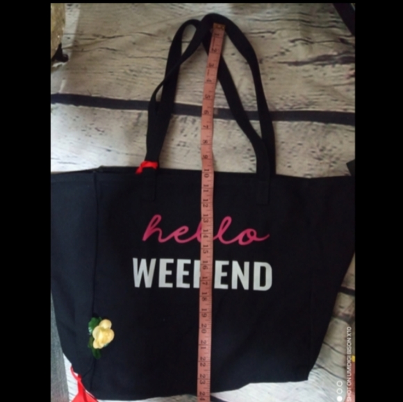 See Updated listing Max offer's Hello Weekend Pink Word print Large Totebag - Picture 3 of 15